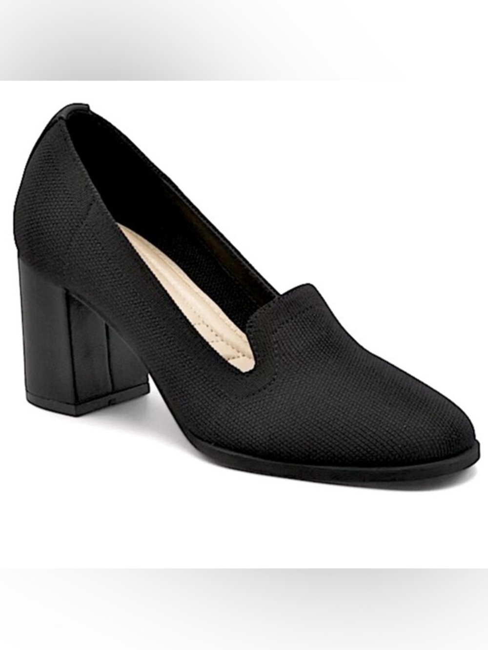 Knit Square Vamp Block Heels